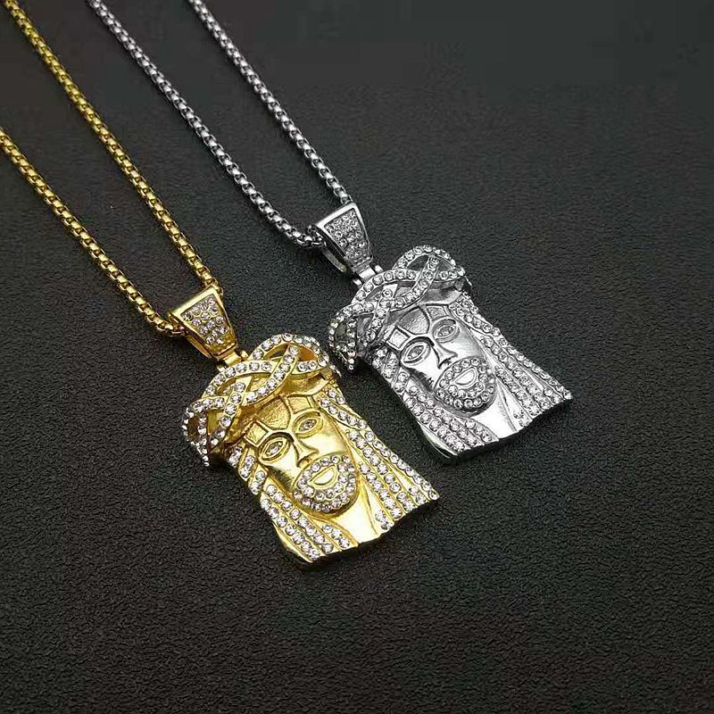 Planderful Collection Stainless Steel Hip Hop Jesus Pendant Necklace For Men Durable Religious Jewelry