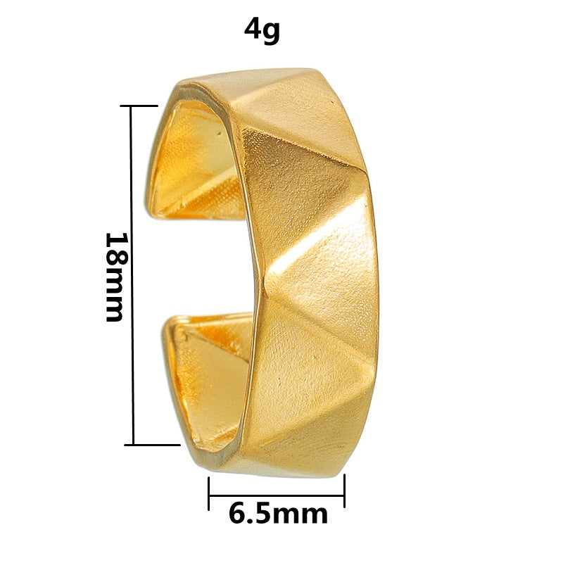Planderful Everyday Genie Unisex Open Adjustable Stainless Steel Ring Geometric Multifaceted Statement