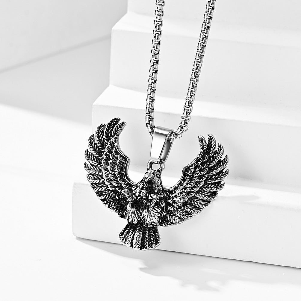 Planderful Punk Eagle Necklace Titanium Steel Durable Predator Pendant For Streetwear Lovers