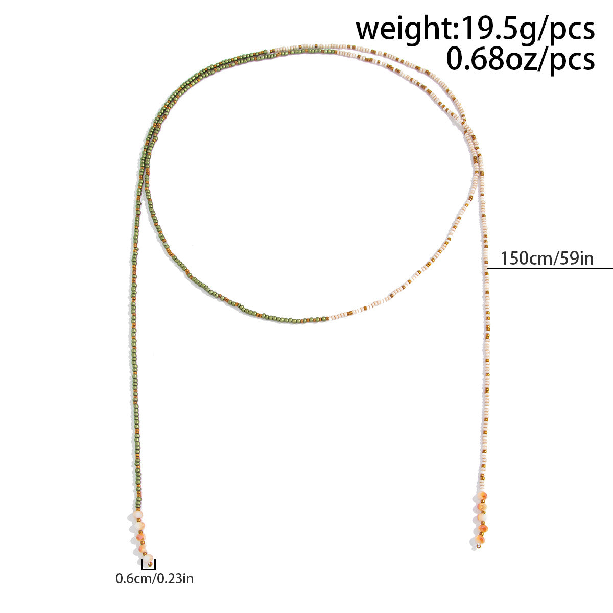 Holiday Style Color Imitation Pearl Beaded Necklace Rice Bead Y-Shaped Fringed Splicing