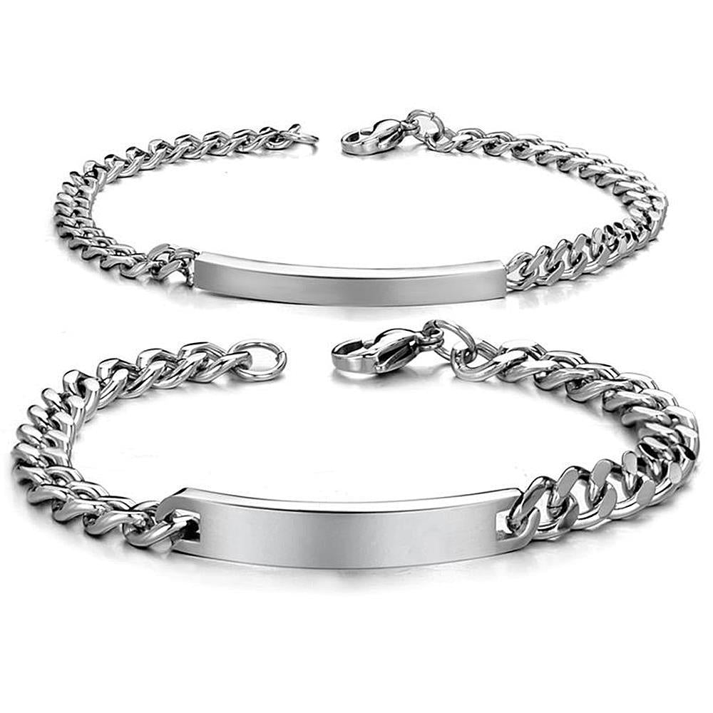 Planderful Jewelry Stainless Steel Couple Bracelet Set Two Piece Gift For Him And Her