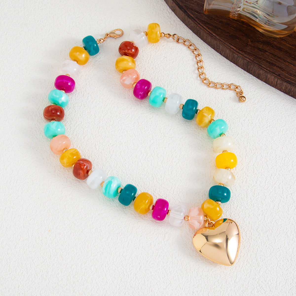 Candy-Color Heart Beaded Necklace
