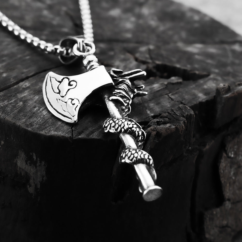 Cloud Pattern Dragon Axe Viking Pendant Jewelry for Men
