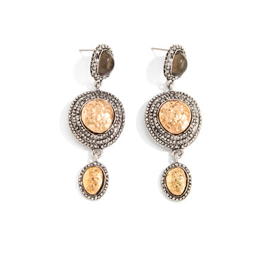Planderful Medieval Style Earrings Handmade Turquoise Gem Pendant Flower Ethnic Studs For Women Statement Jewelry
