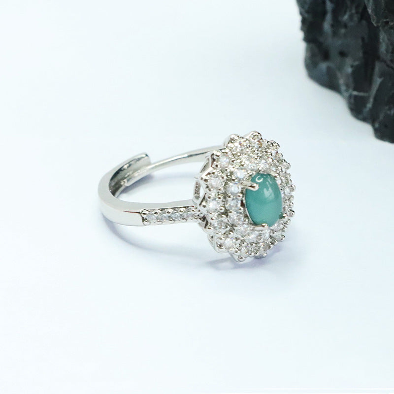 Blue-Water Jadeite Woven Light Ring