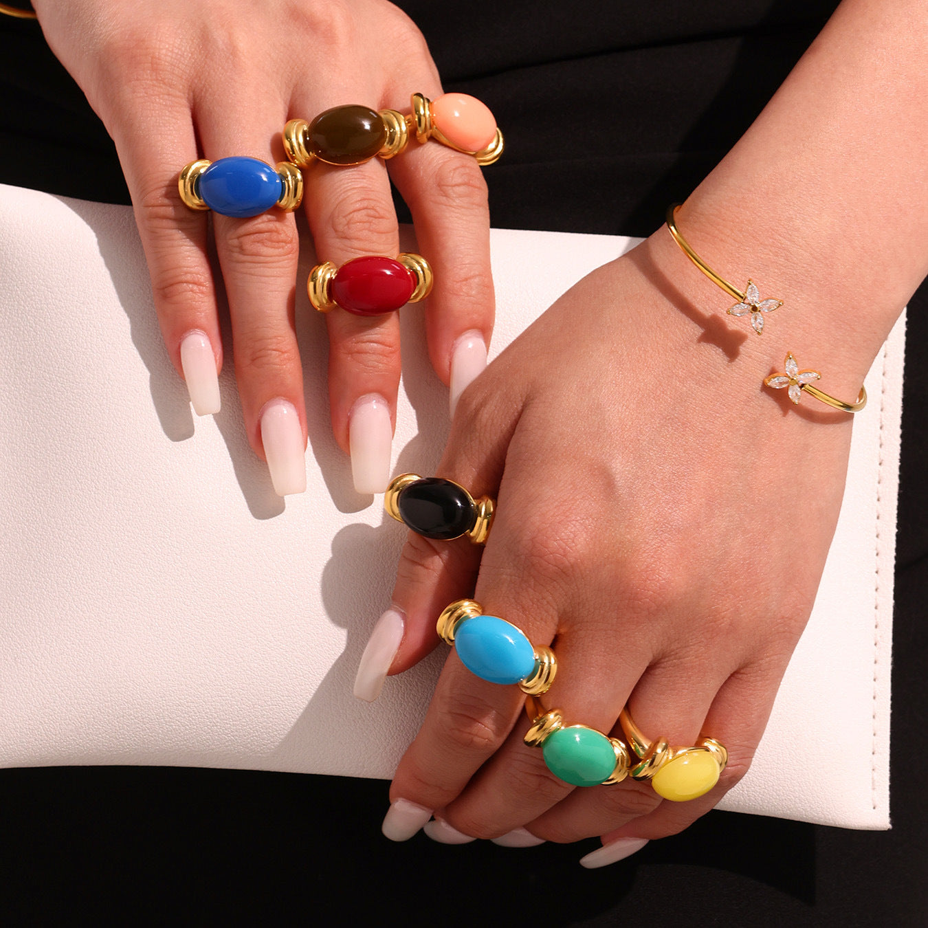 Planderful Oval Resin Ring Candy Color Women Fashion