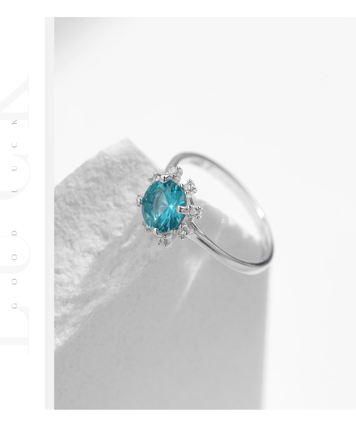 925 Sterling Silver Sunflower Floral Paraiba-Color Zircon Ring