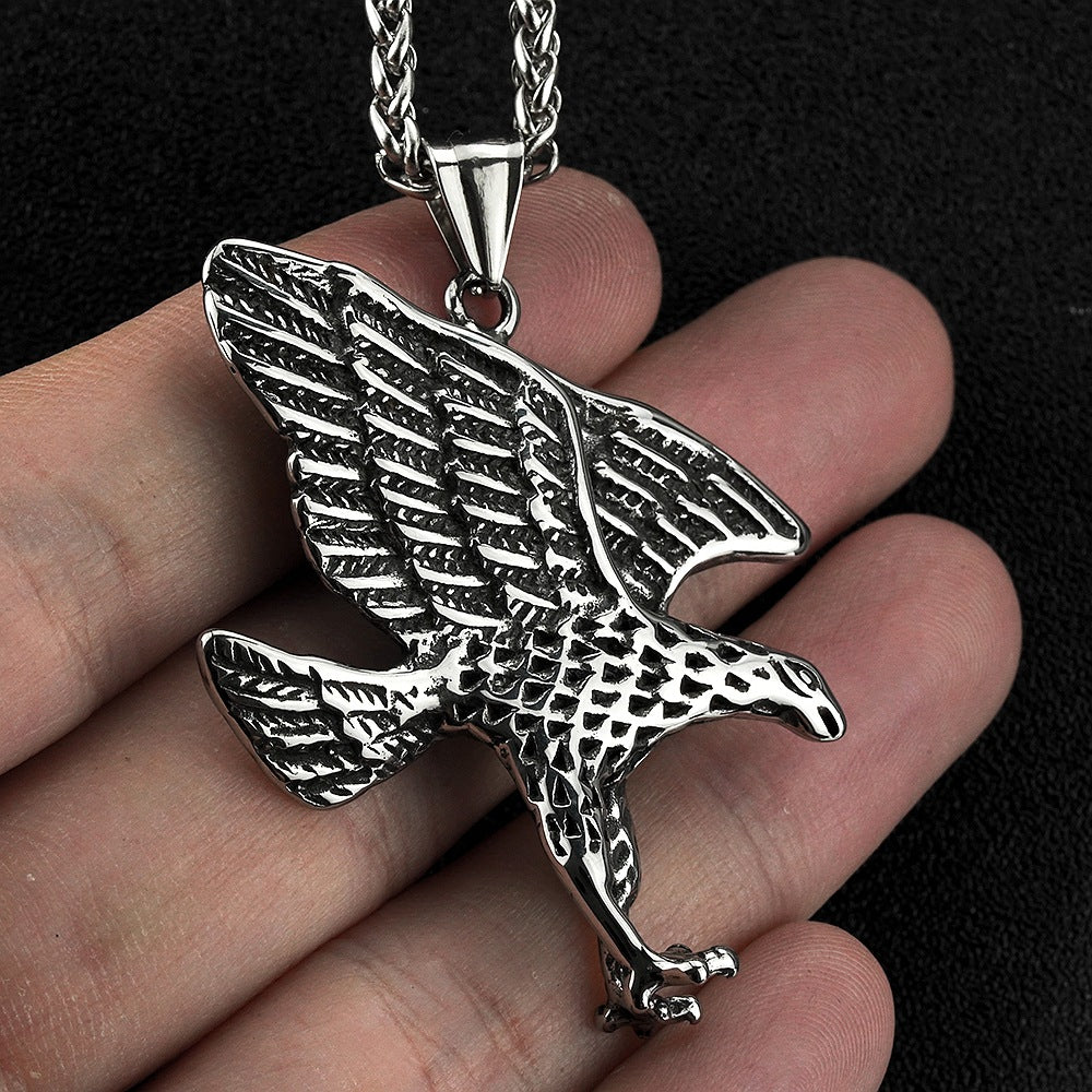 European And American Jewelry Stainless Steel Men's Retro Eagle Pendant Necklace