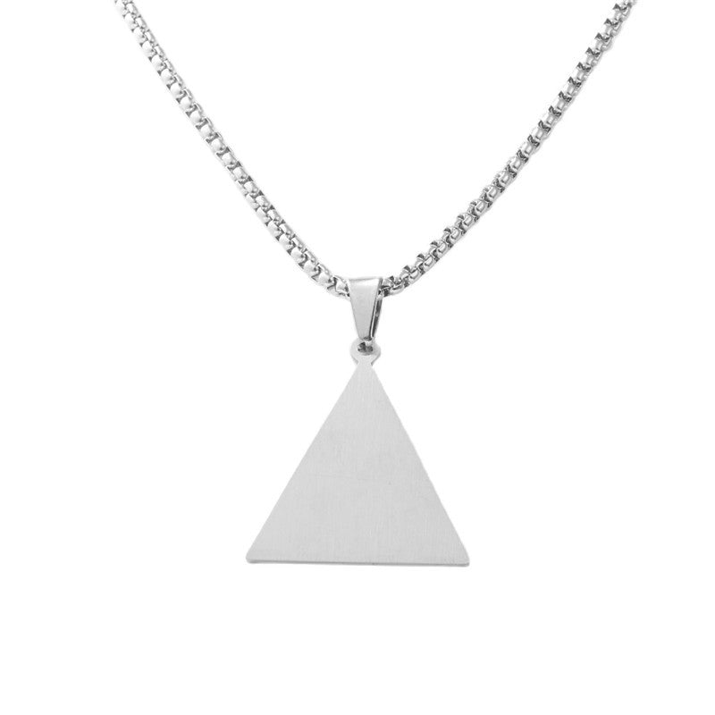 Trendy Men's Titanium Steel Triangular Pendant Necklace with Retro Sequins