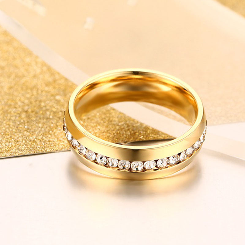 Fashion Jewelry Couple Sticky Zircon Ring Gold-Plated