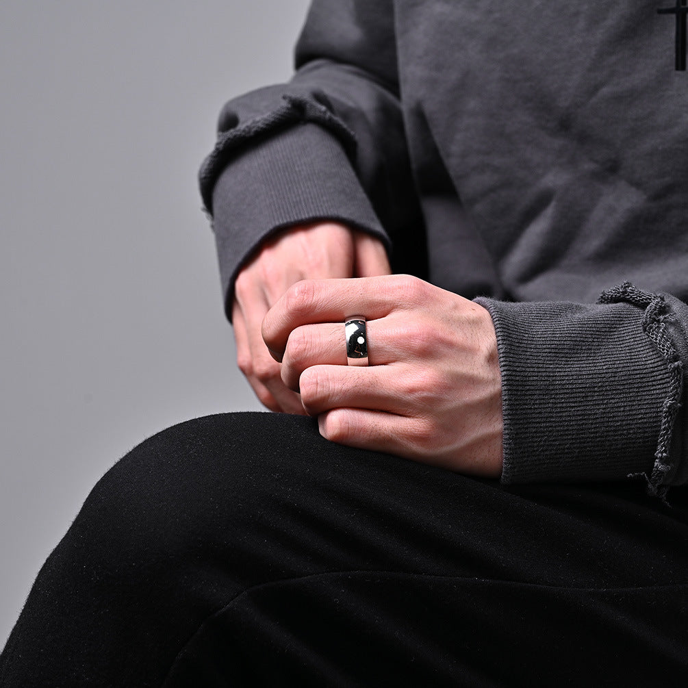 Planderful Titanium Steel Ring With Rainbow Element Stripes For Hip Hop Fans Unisex Daily Wear