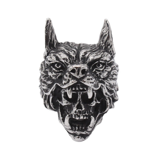 Wolf Head Skull Titanium Steel Ring