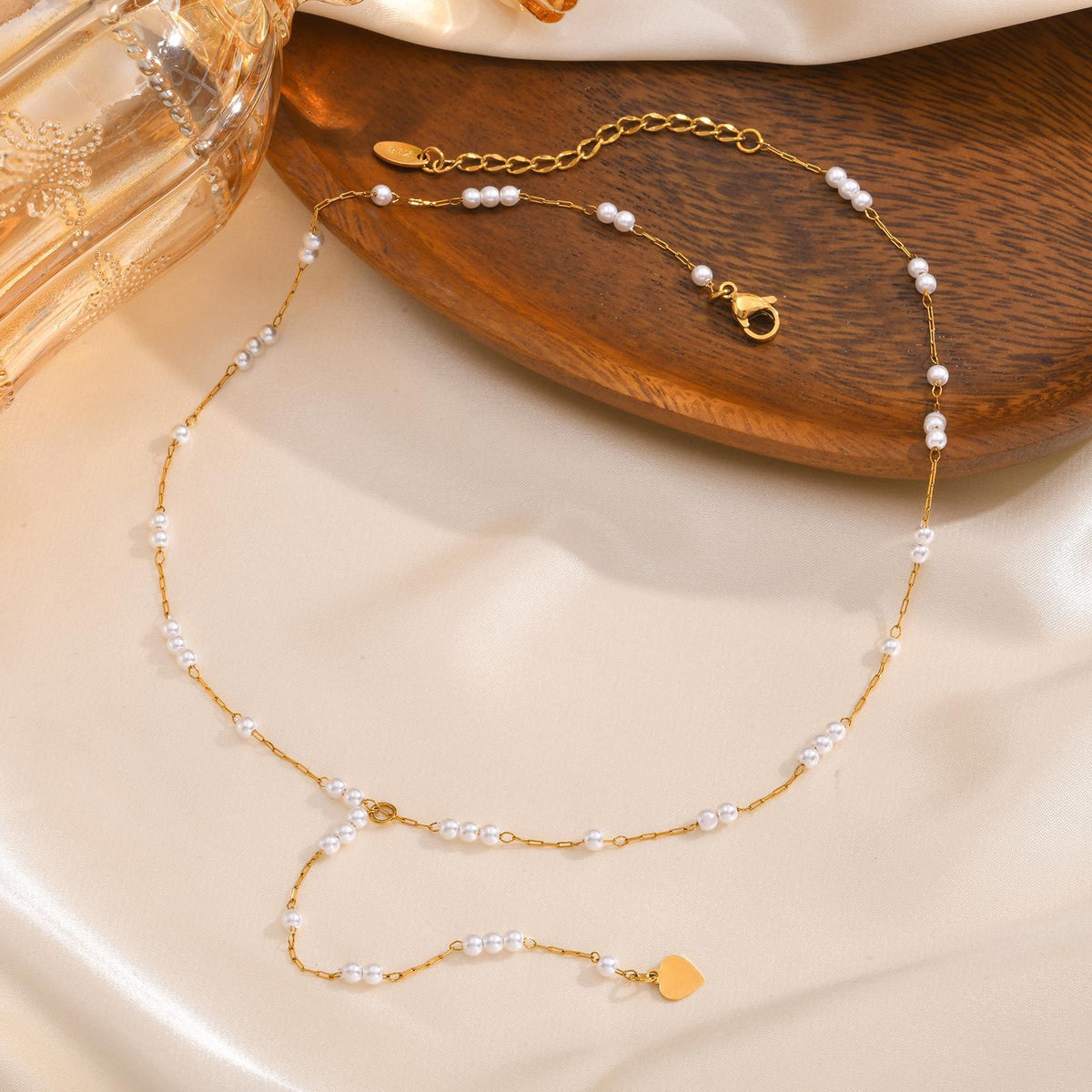 Stainless Steel Imitation Pearl Y-Shaped Gold Necklace Women's Europe & America