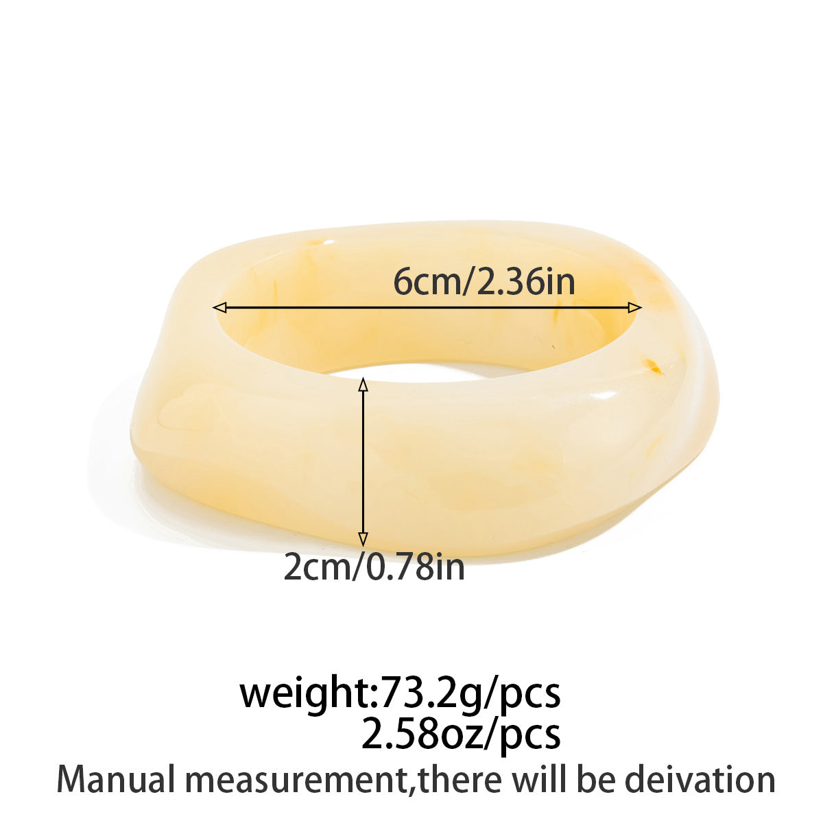 Irregular Smudged Resin Wide-Edge Bracelet Mirror Plain Ring Retro Bracelet