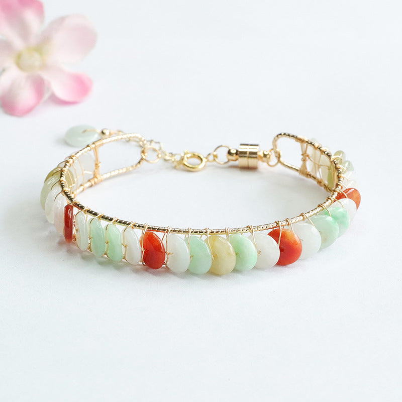 Jadeite Peace Buckle 8 mm Bracelet