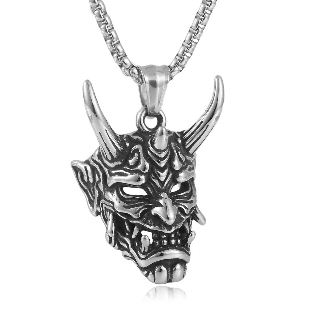 European And American Stainless Steel Cow Ghost Mask Pendant