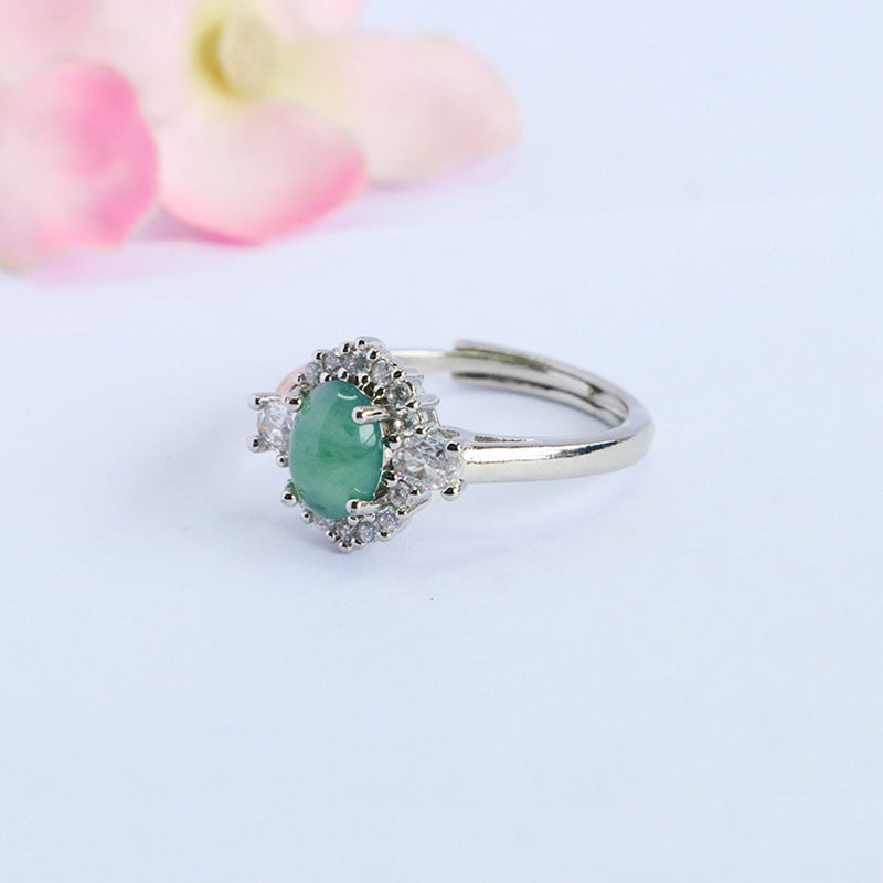 Blue Water Jadeite Double-Band Ring