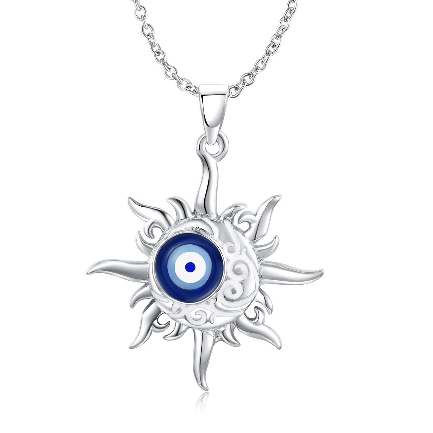 Planderful Creative Sun Devil's Eye Necklace S925 Sterling Silver Drip Oil European and American Popular Fashion Jewelry Collarbone Chain