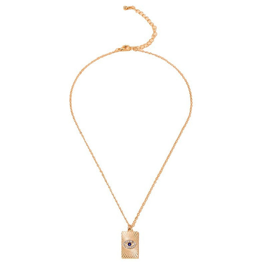 Retro Blue Diamond Pendant Necklace with a Tempting Devil's Eye Sparkle