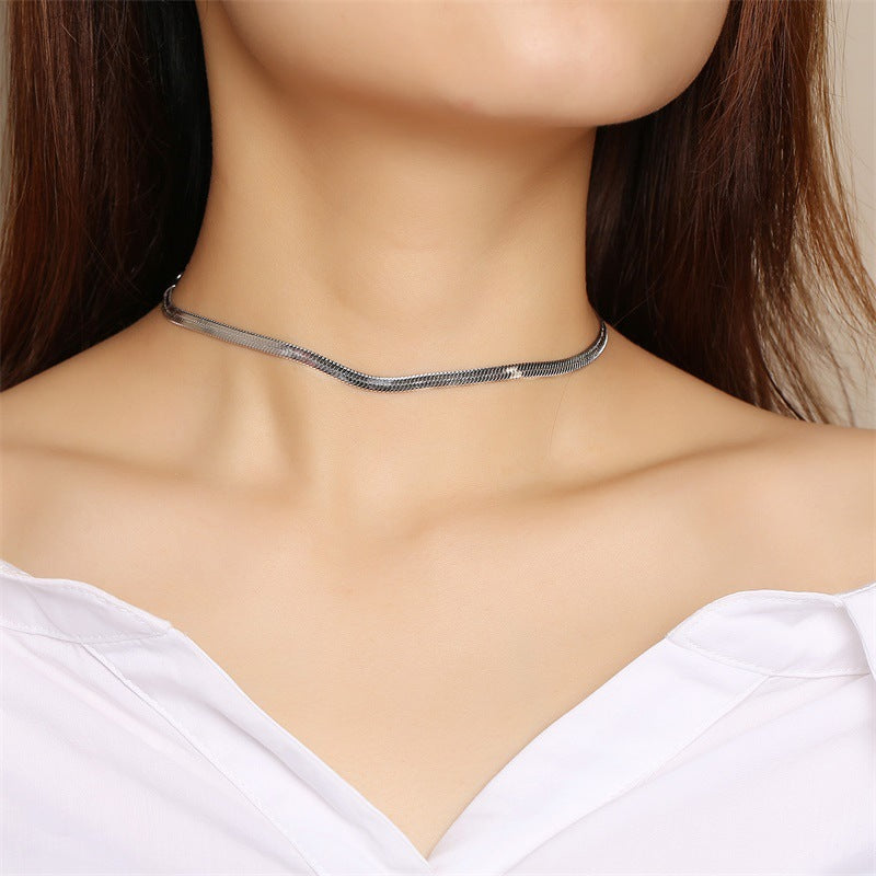 Necklace Stainless Steel Flat Snake Chain for Men and Women
