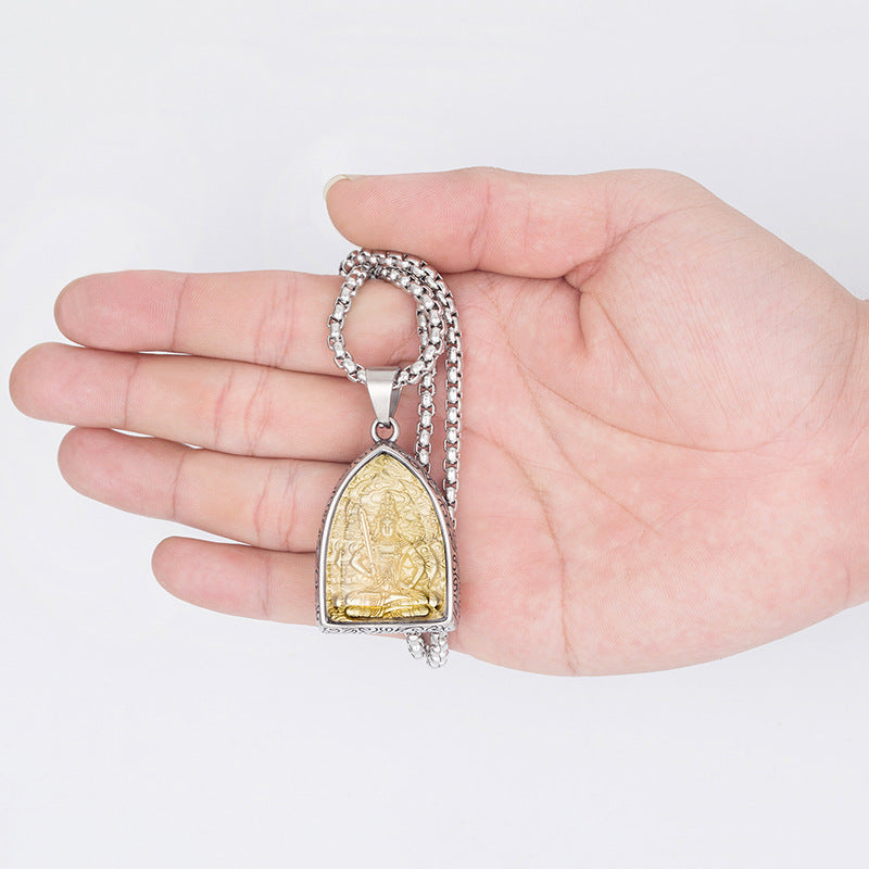 Steel Necklace – Elegant Buddha Pendant Necklace For Men Everyday Wear Gift Durable Tarnish-Resistant