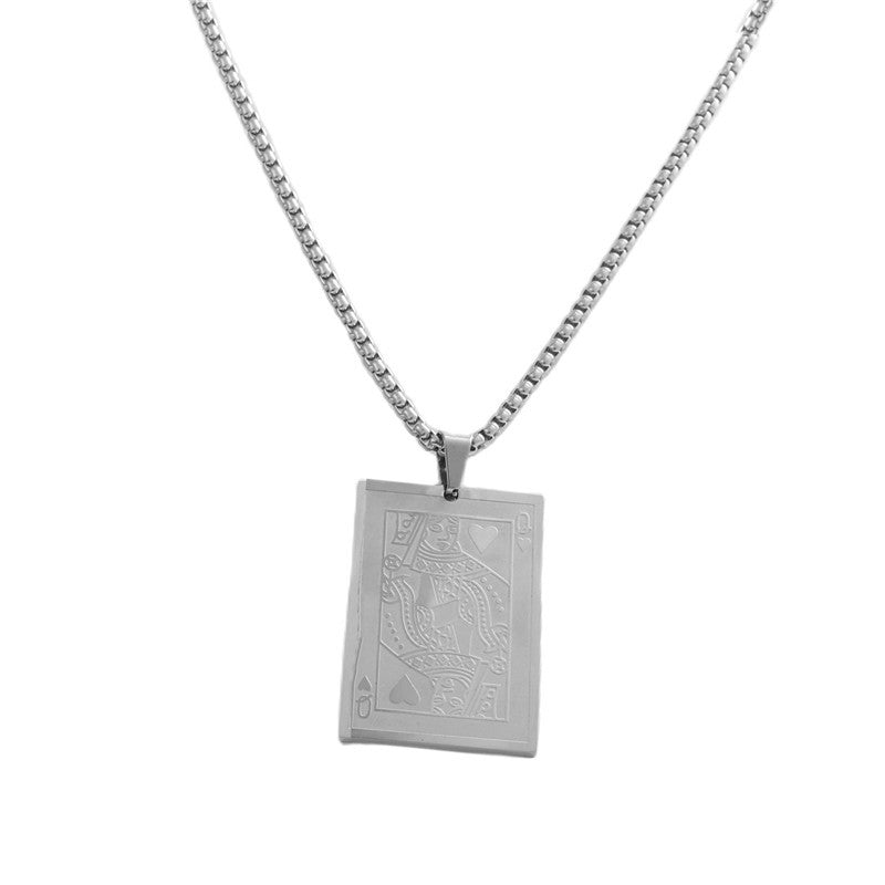 Personalized Retro Titanium Steel Playing Card Pendant Necklace for Men