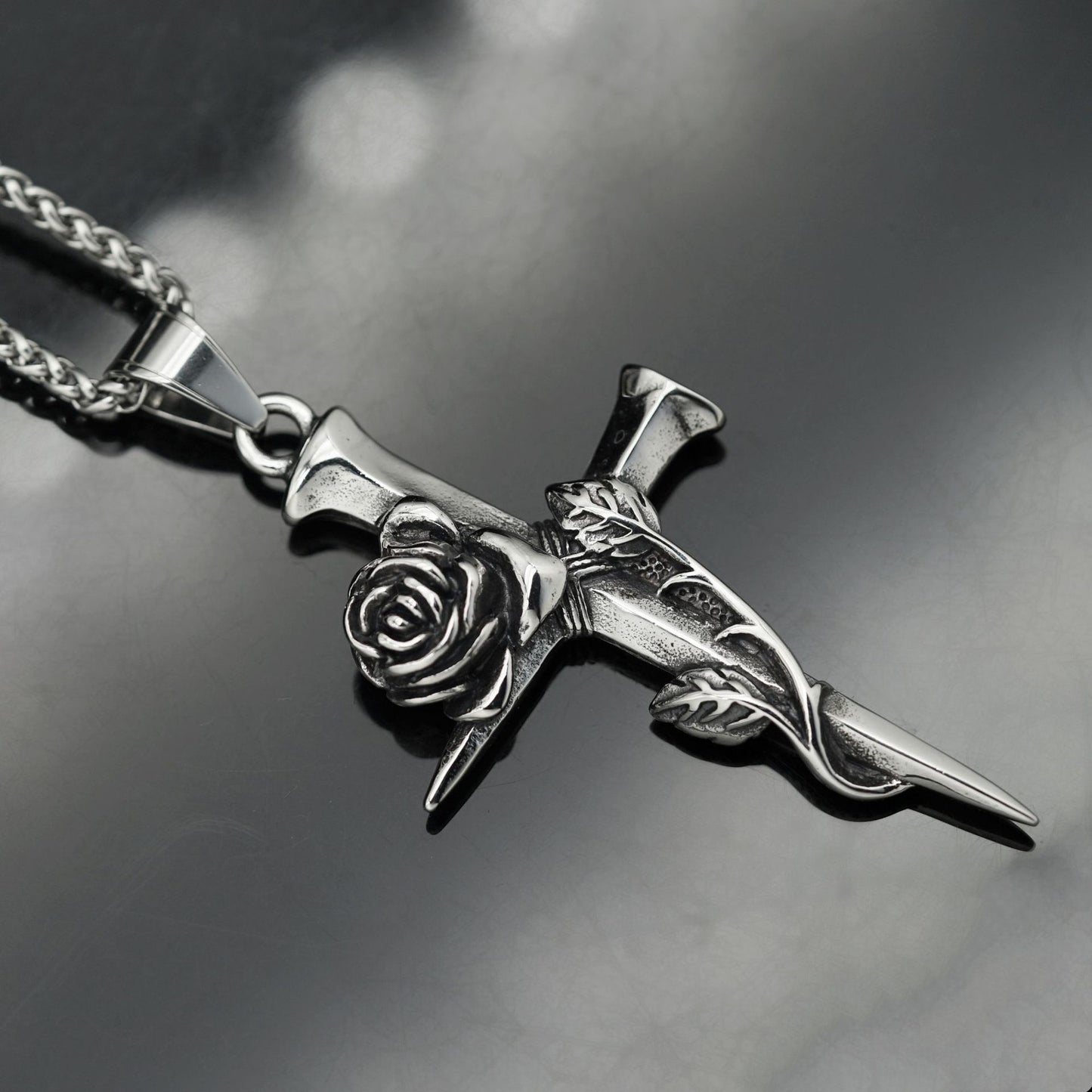 Steel Necklace – Vintage Cross Pendant