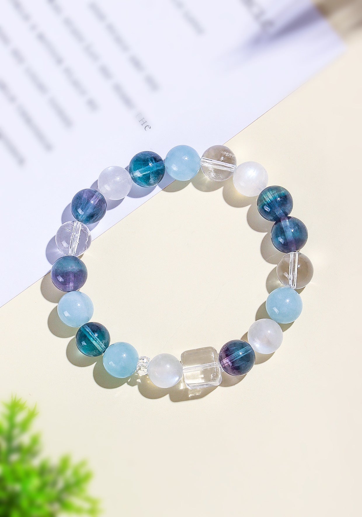 Planderful Fortune's Favor Bracelet – Elegant Natural Aquamarine and Fluorite Design