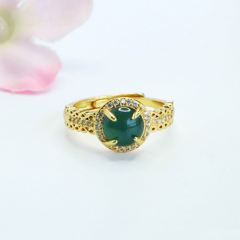Blue-Water Jadeite Woven Ring