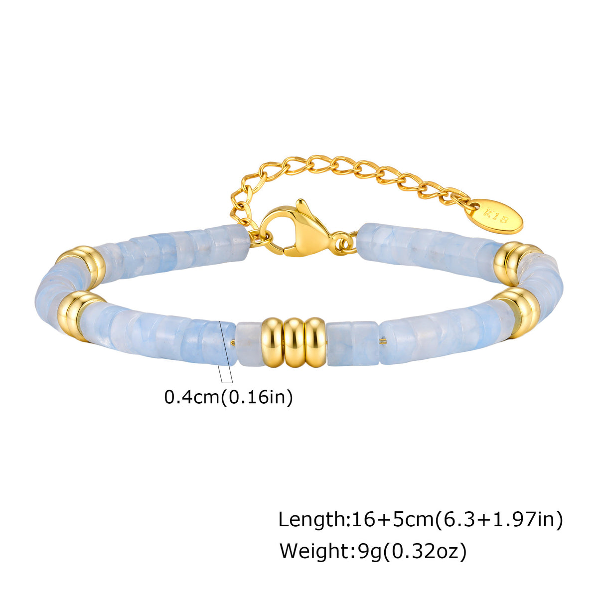 Natural Sea Powder Crystal Stainless Steel Bracelet Unisex