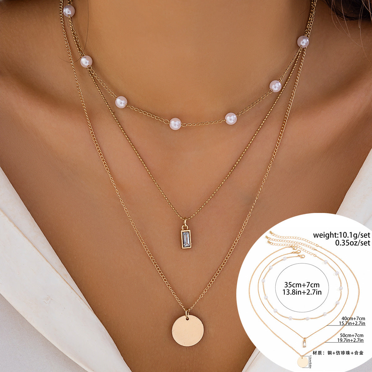 European and American Cross-border Classic Rhinestone Pendant Necklace with Imitation Pearls and Tassels