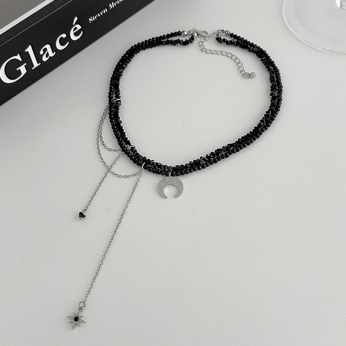 Black Crystal-Style Sun & Moon Necklace