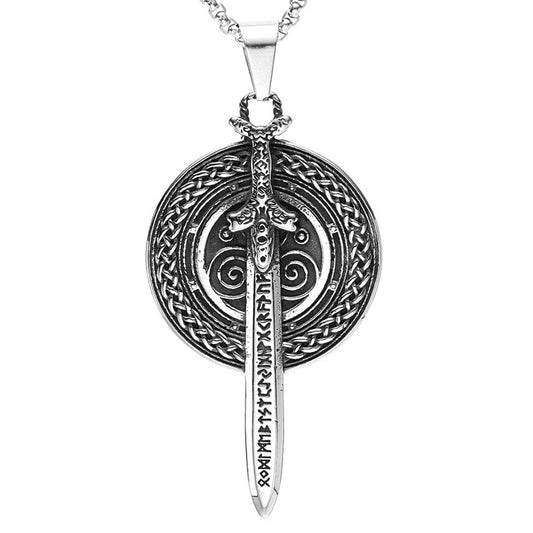 Titanium Steel Necklace Men's Viking Warrior Sword Pendant