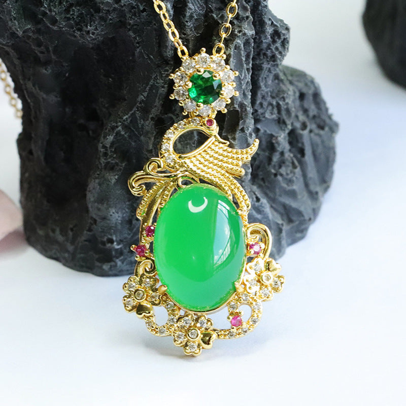 Phoenix Oval Chalcedony Zircon Necklace