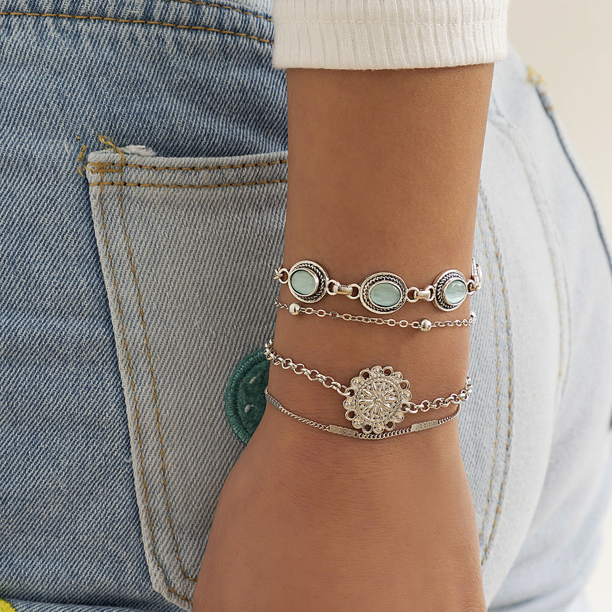 Planderful Collection Vienna Verve Opal Bead Fine Chain Bracelet For Modern Women Vintage Inspired Statement Jewelry
