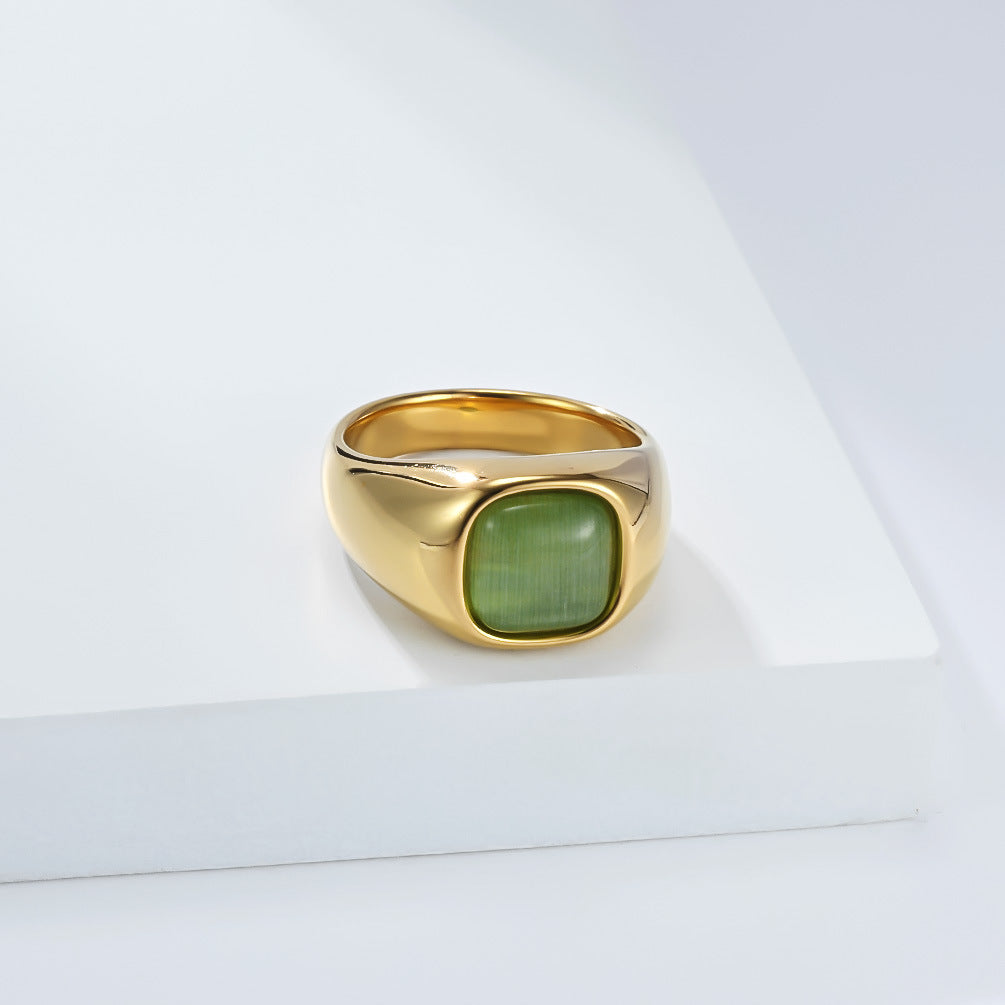 Planderful Everyday Genie Opal Inlaid Stainless Steel Ring for Women Durable Elegant Jewelry Statement
