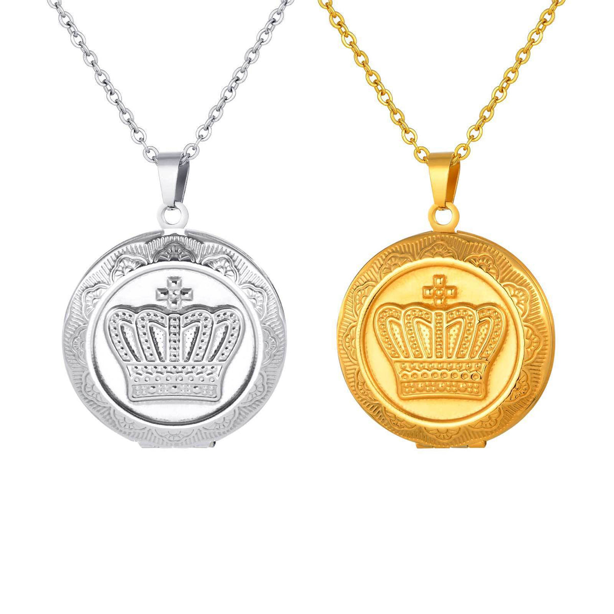 Crown Medallion Pendant — Silver or Gold