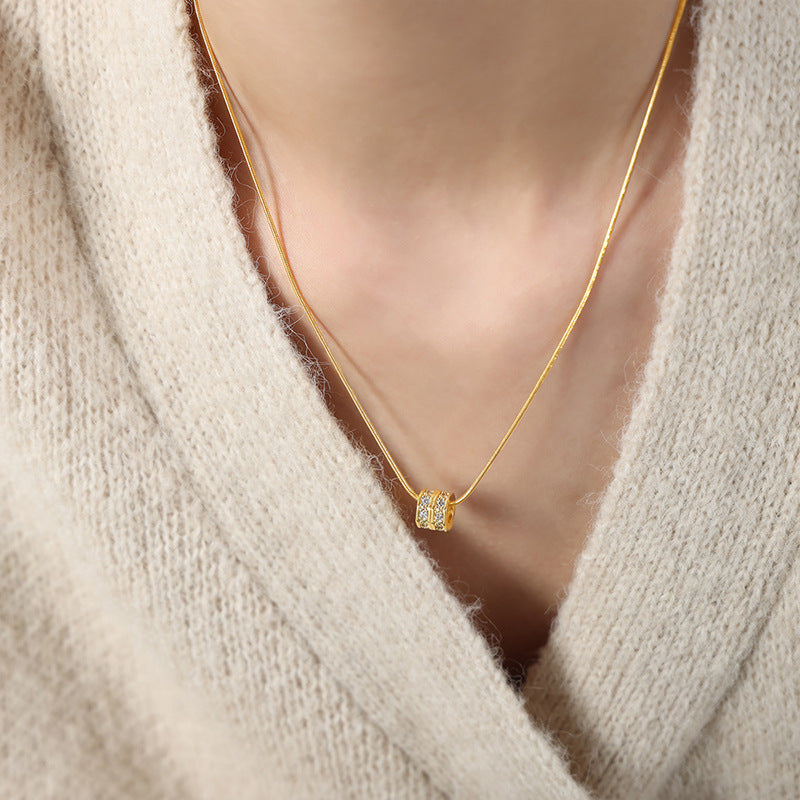 Luxury Geometric Copper Zircon Pendant Necklace for Women