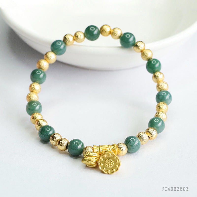 Blue Water Jadeite Round Bead 6 mm Bracelet