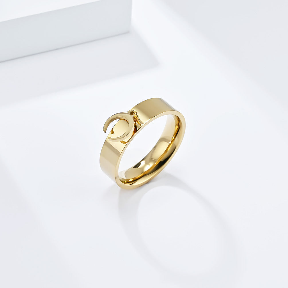 Cross-Border Neutral Wind Star Moon Butterfly Cross Titanium Steel Ring for Men and Children