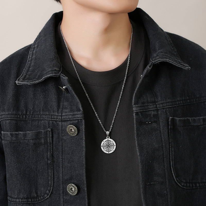 Scripture Compass Stainless Steel Pendant