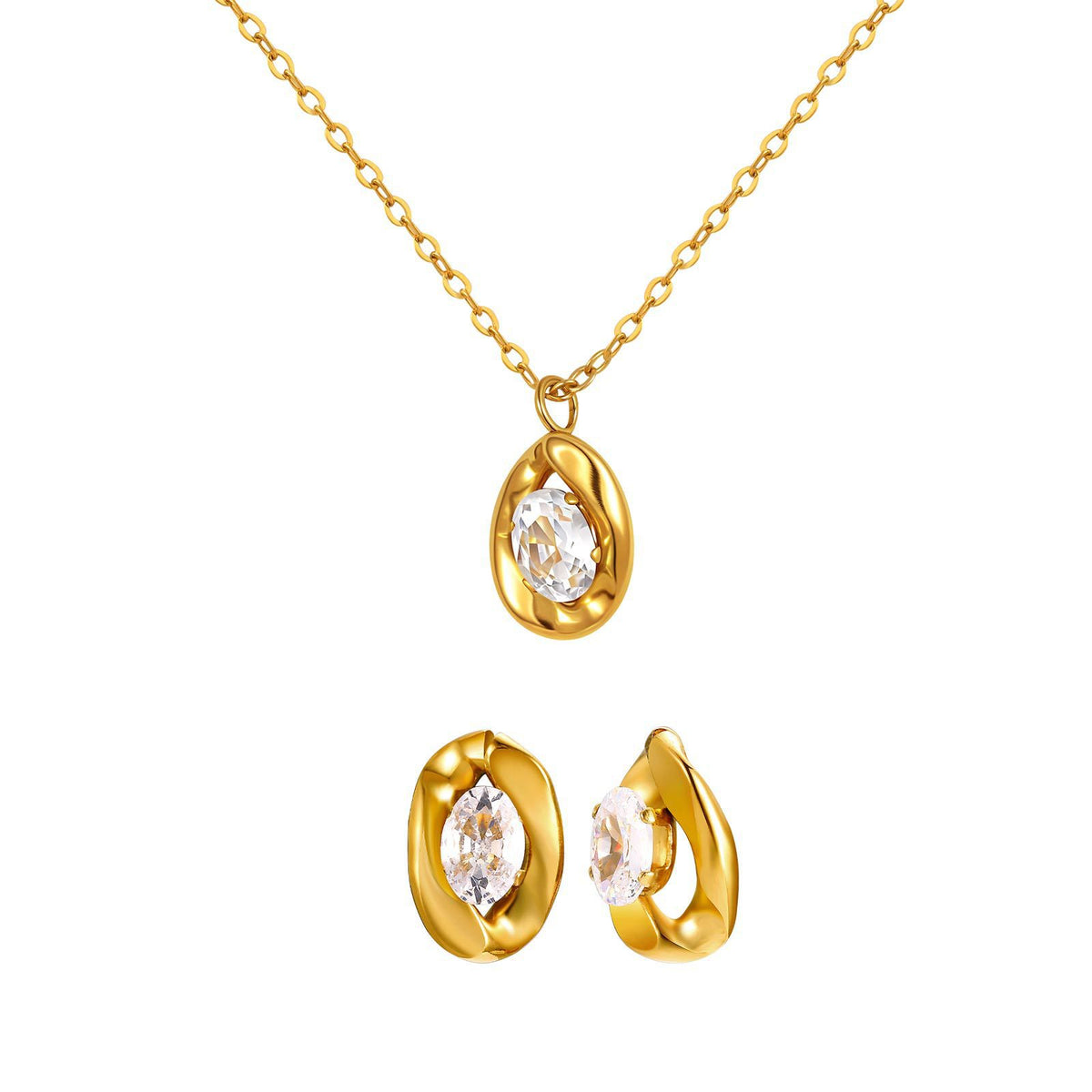 Zircon Jewelry — Stud Earrings or Necklace