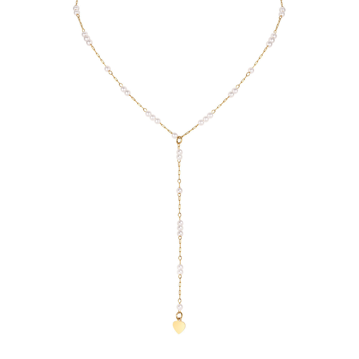 Stainless Steel Imitation Pearl Y-Shaped Gold Necklace Women's Europe & America