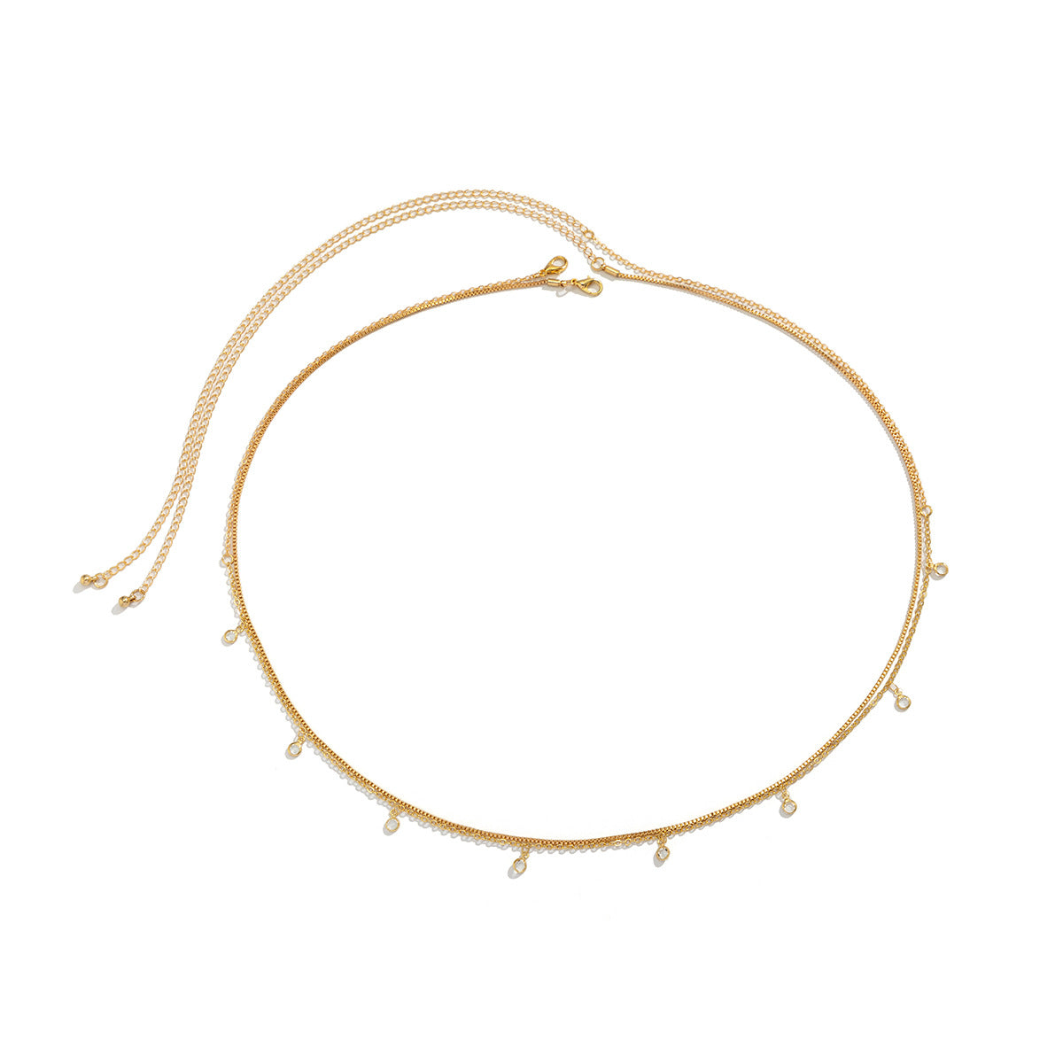 Elegant Sequin Box Chain Jewelry Set with Waist Chain