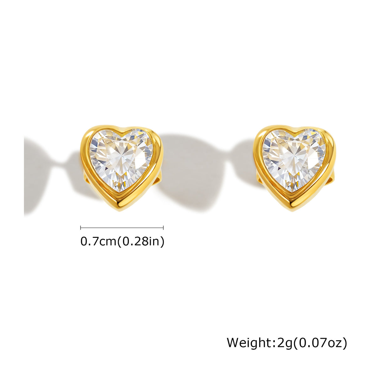 Stainless Steel Zircon Heart Earrings