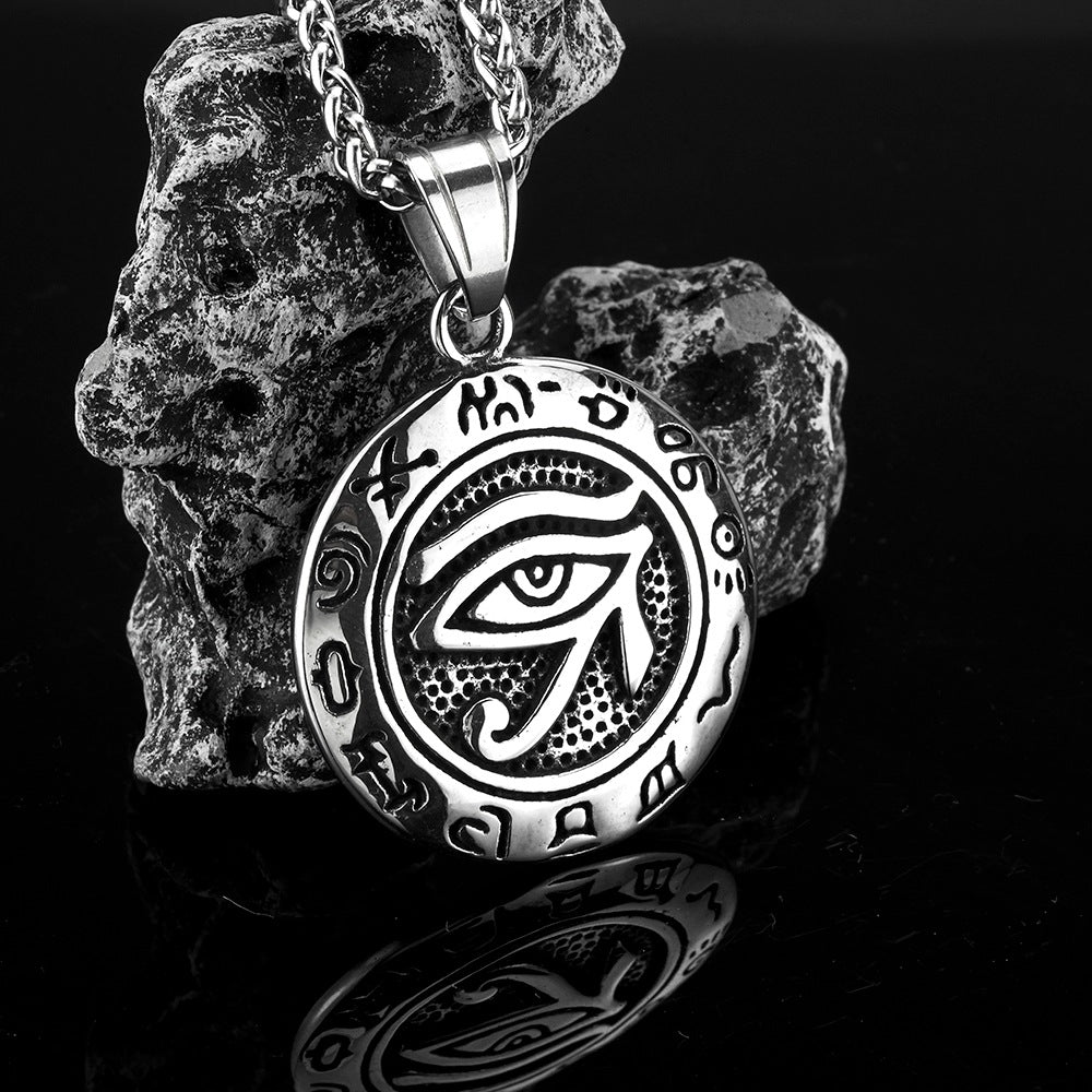 Vintage Men's Jewelry Stainless Steel Eye of Horus Pendant Necklace