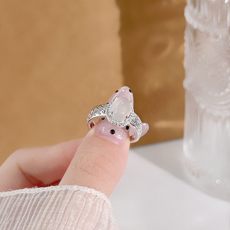 Planderful Everyday Genie – Elegant S925 Sterling Silver Green Chalcedony Ring