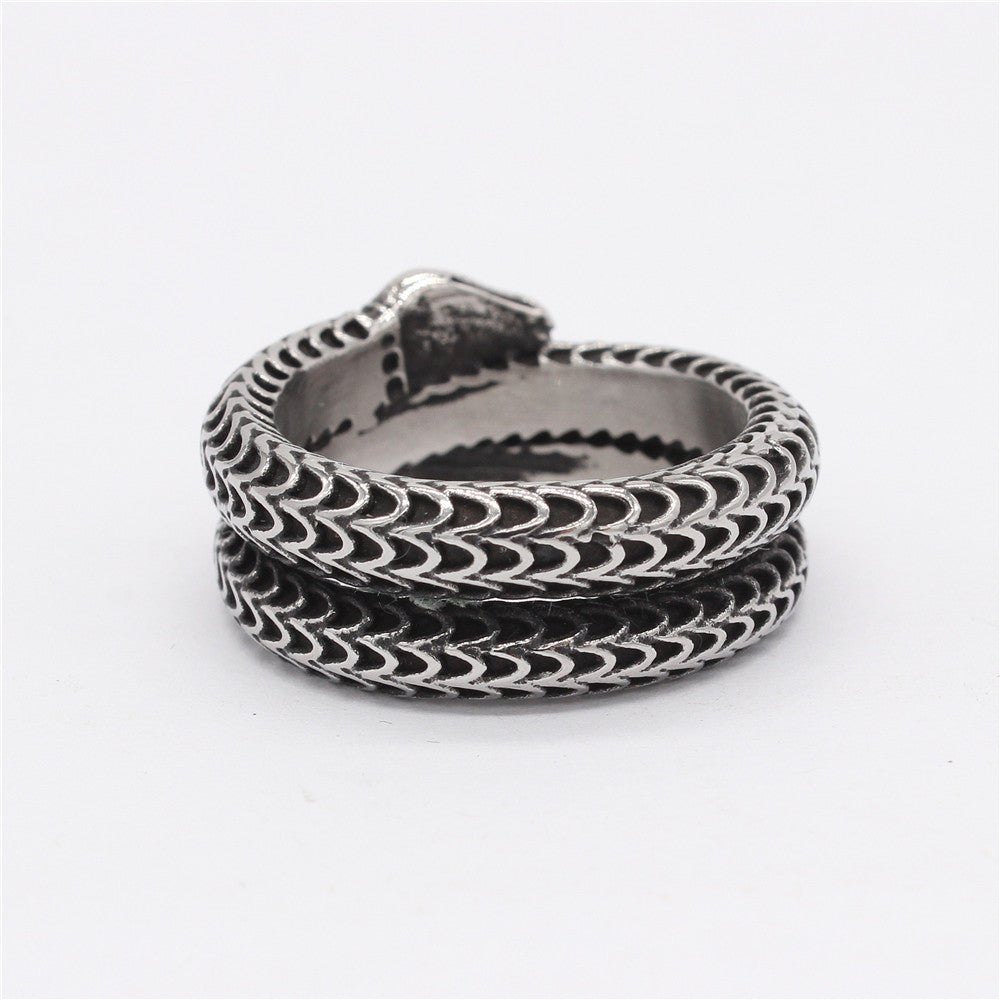 Vintage Fish Scale Snake Titanium Steel Ring for Men