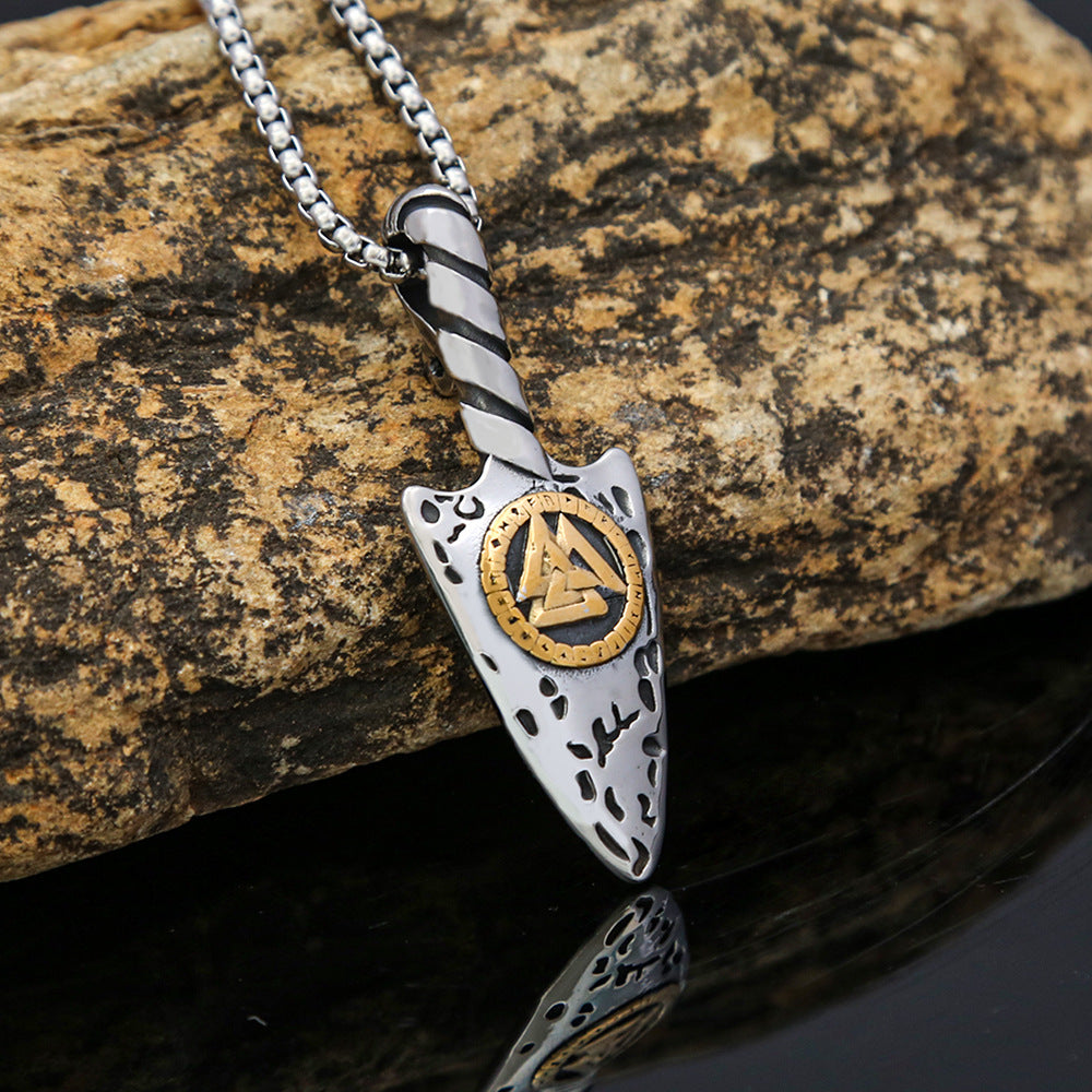 AliExpress Retro Men's Pendant Stainless Steel Triangular Rune Necklace Jewelry Accessories