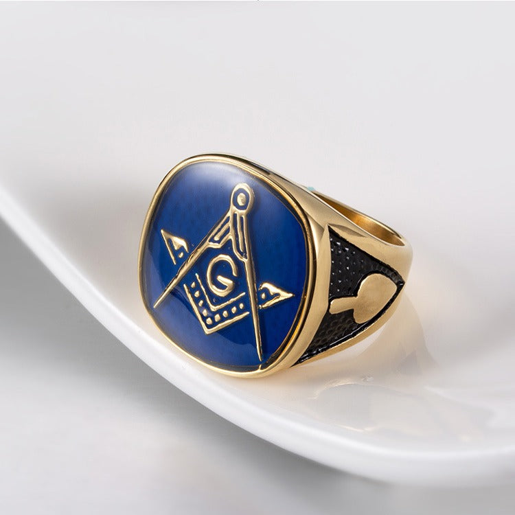 European And American Freemasons Gold Men's Ring Wholesale